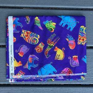 Secret Jungle Laurel Burch animal fabric 1 yard, purple multicolor